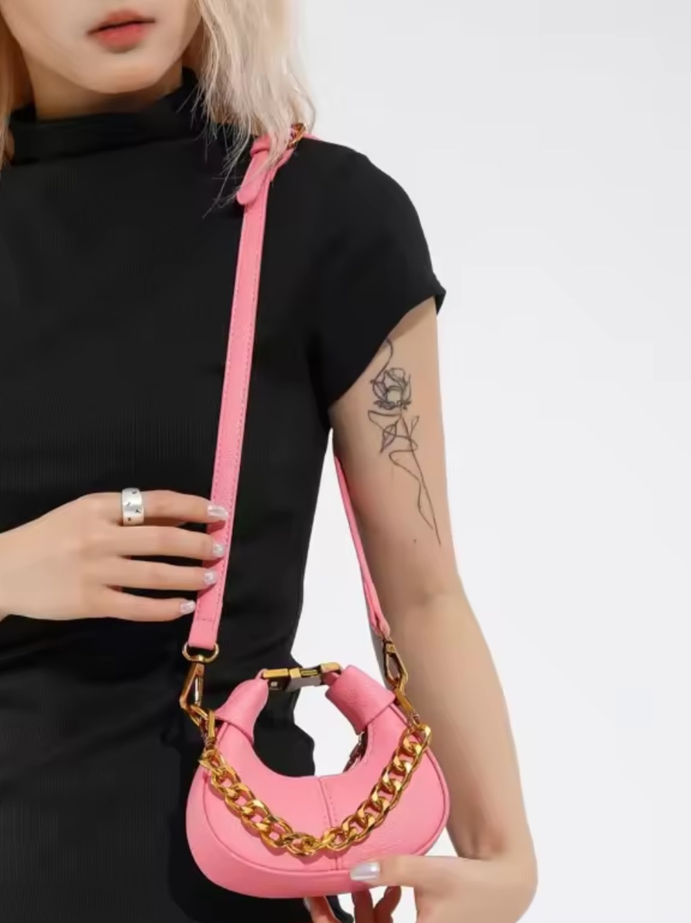 Kohl's Pink Mini Shoulder Bag with Gold Chain